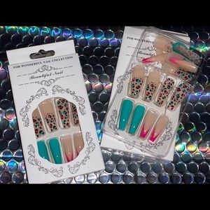 Pink & Turquoise Leopard Ombré Press On Nails 🐆